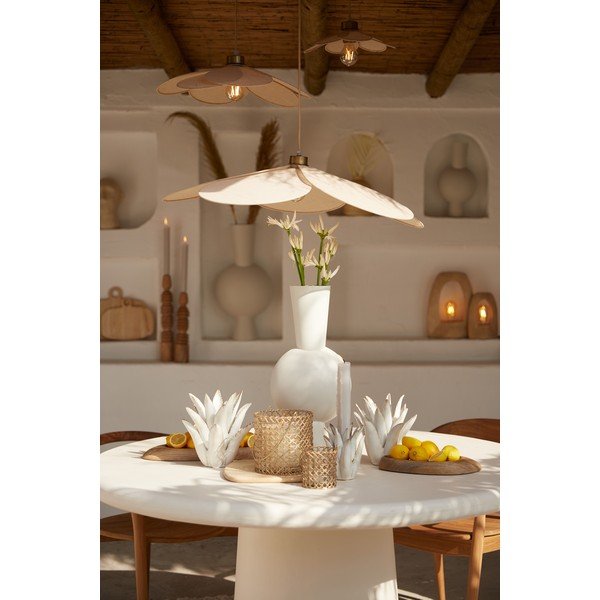 Krémszínű függőlámpa textil búrával Fyano – Light & Living-image-1