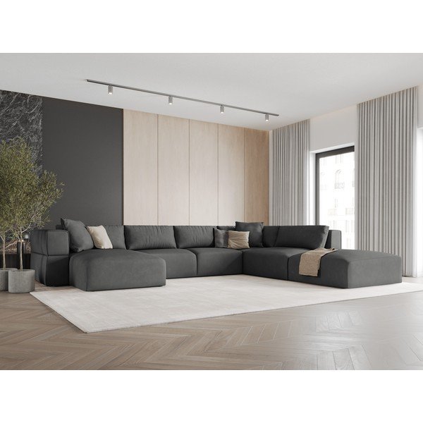 Sötétszürke sarokkanapé (jobb oldali-"U" alakú) Esther – Milo Casa-image-1