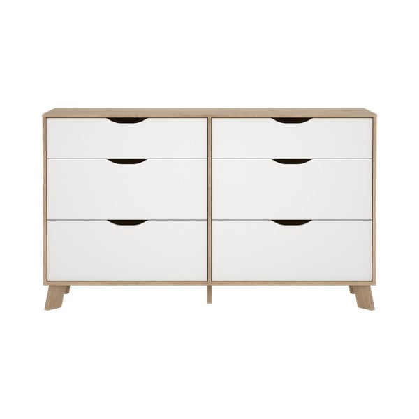 Fehér-natúr színű komód tölgyfa dekorral 156x92x40 cm Ikast – Tvilum