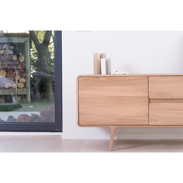 Fawan Natural TV-állvány tömör tölgyfából - Gazzda-image-1