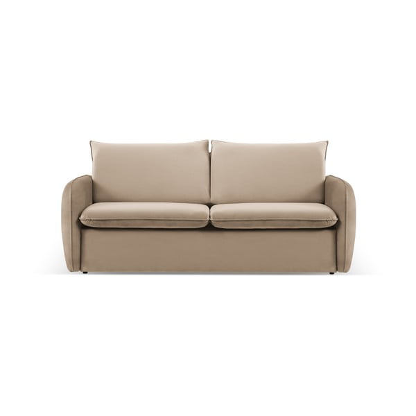 Bézs bársony kinyitható kanapé 194 cm Vienna – Cosmopolitan Design