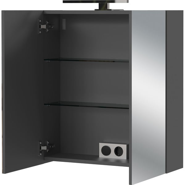 Antracitszürke fali tükrös fürdőszoba szekrény 60x71 cm Arcena – Germania-image-3