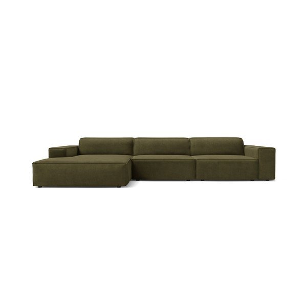 Khaki bársony moduláris sarokkanapé (bal oldali-heverő résszel) Jodie – Micadoni -image-2