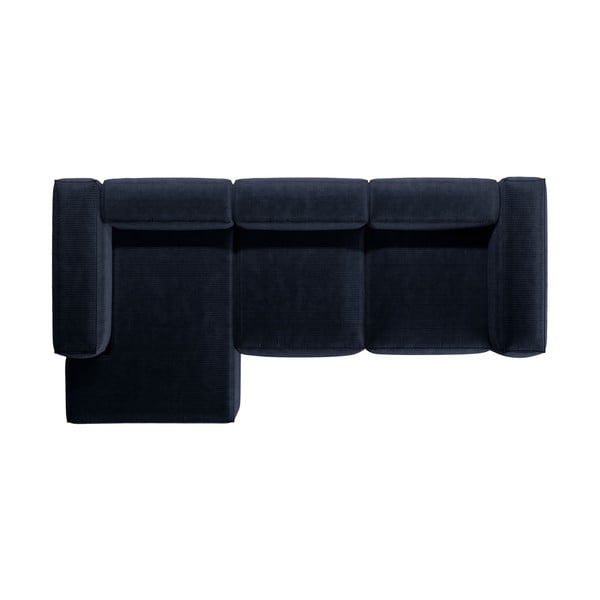 Sötétkék kordbársony sarokkanapé (bal oldali-heverő résszel) Bergamo – Cosmopolitan Design-image-3