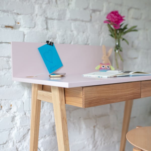 Luka szürke íróasztal kőrisfa lábakkal, hossz 85 cm - Ragaba-image-2