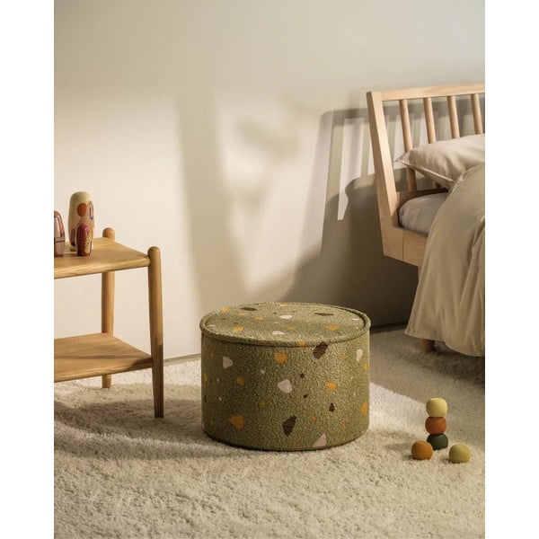 Zöld buklé-zsenília gyerek puff Terrazzo – Wigiwama-image-1