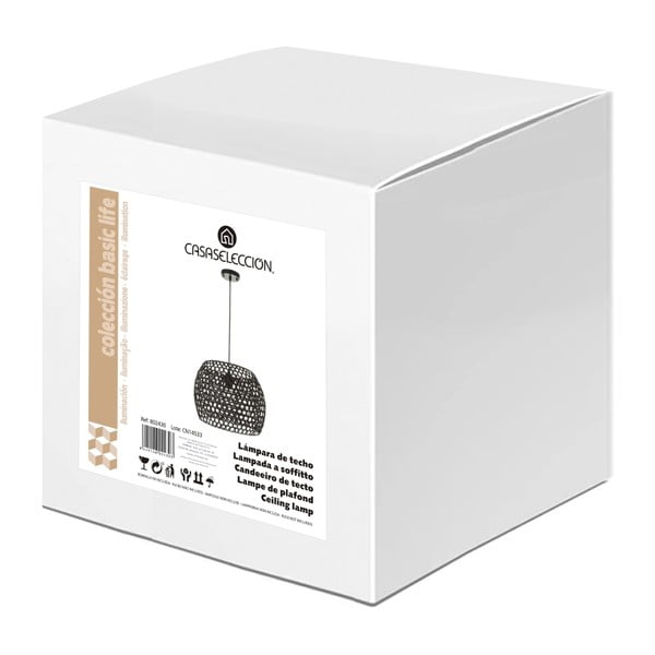 Fekete bambusz mennyezeti lámpa bambusz búrával ø 35 cm – Casa Selección-image-4