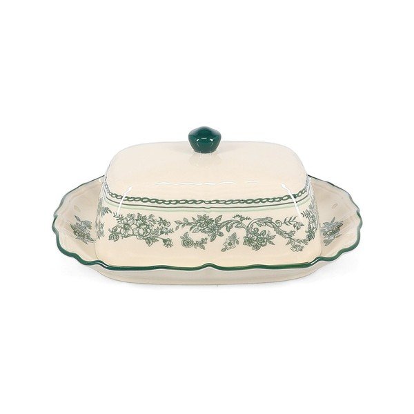 Zöld-elefántcsont színű porcelán vajtartó Cyril – S|P Collection