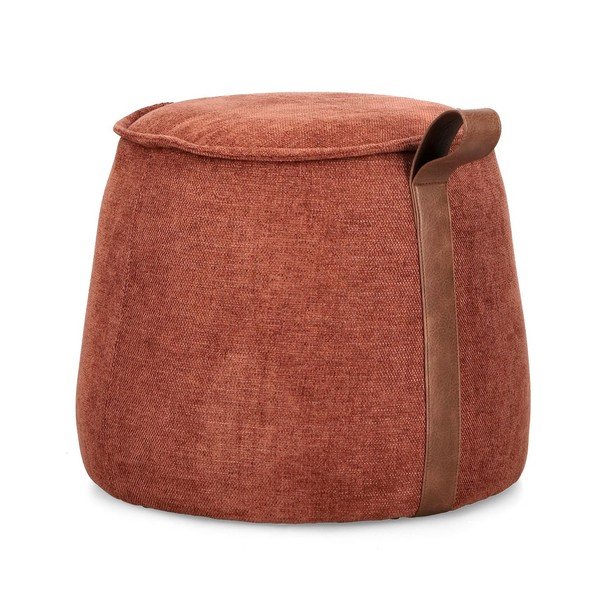 Terrakotta színű zsenília puff Anila – Bizzotto