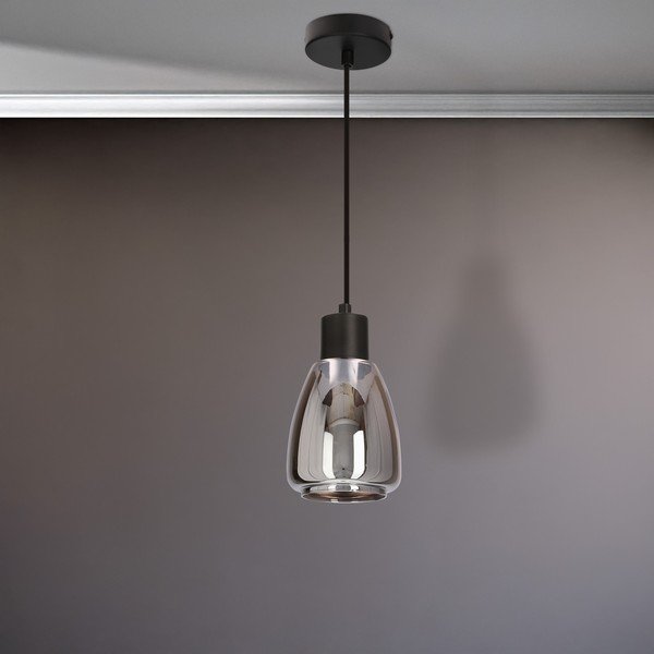 Fekete függőlámpa üveg búrával ø 12 cm Moldo – Candellux Lighting-image-4