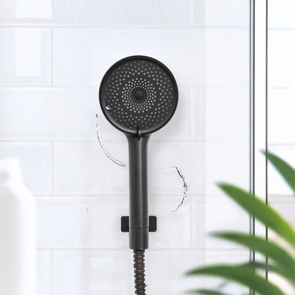 Matt fekete műanyag zuhanyfej ø 12 cm Softwater – Wenko-image-1