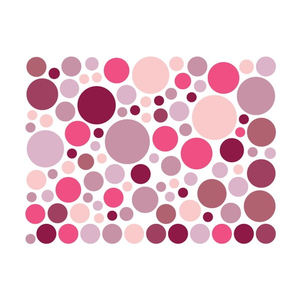 Round Stickers 100 db-os rózsaszín falmatrica szett - Ambiance-image-2