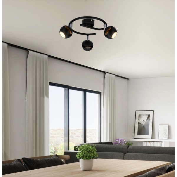 Fekete-aranyszínű mennyezeti lámpa fém búrával 38x38 cm Boni – Candellux Lighting-image-1
