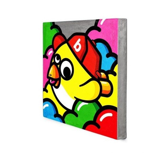 Oiseau Volant Jaune beton fali kép, 40 x 40 cm - Lyon Béton-image-1