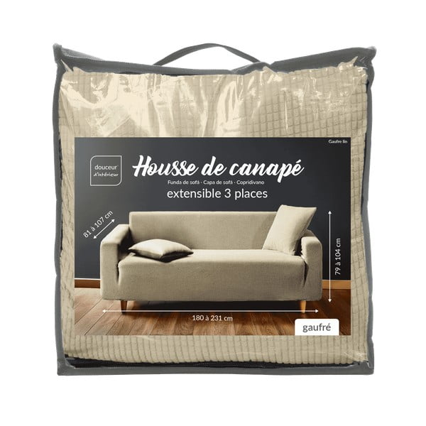 Barna háromszemélyes gumis kanapé huzat Sacha – douceur d'intérieur-image-3