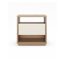 Krémszínű-natúr színű éjjeliszekrény tölgyfa dekorral Dennis – Marckeric