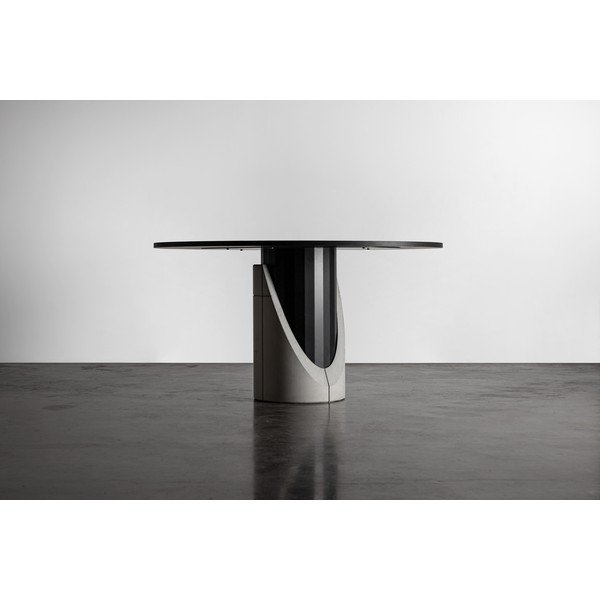 Kerek étkezőasztal tölgyfa dekoros asztallappal 140x140 cm Sharp - Lyon Béton-image-4