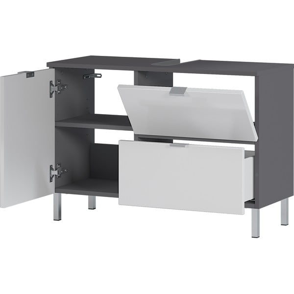 Mauresa fehér-szürke szekrény a mosdó alá, szélesség 80 cm - Germania-image-3