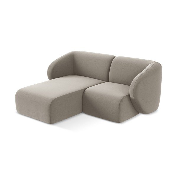 Világosbarna bársony sarokkanapé (bal oldali-heverő résszel) Lani – Makamii-image-2