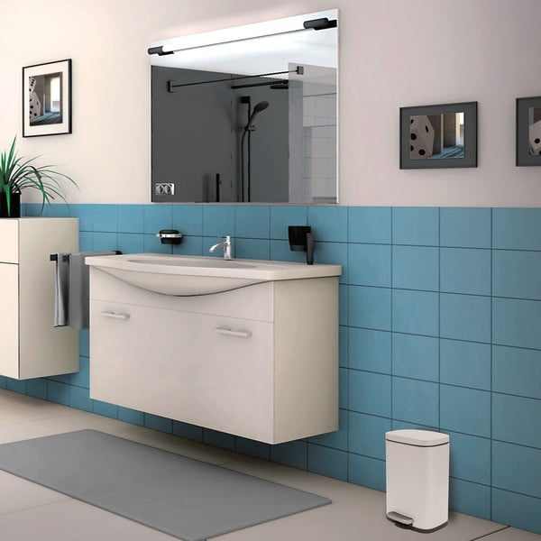 Matt fehér acél pedálos szemetes 5 l   Akira – Spirella-image-1