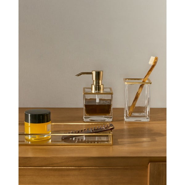 Aranyszínű üveg fogkefetartó pohár Soanet – Kave Home-image-1