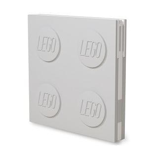 Világosszürke négyszögletes jegyzetfüzet zselés tollal, 15,9 x 15,9 cm - LEGO®