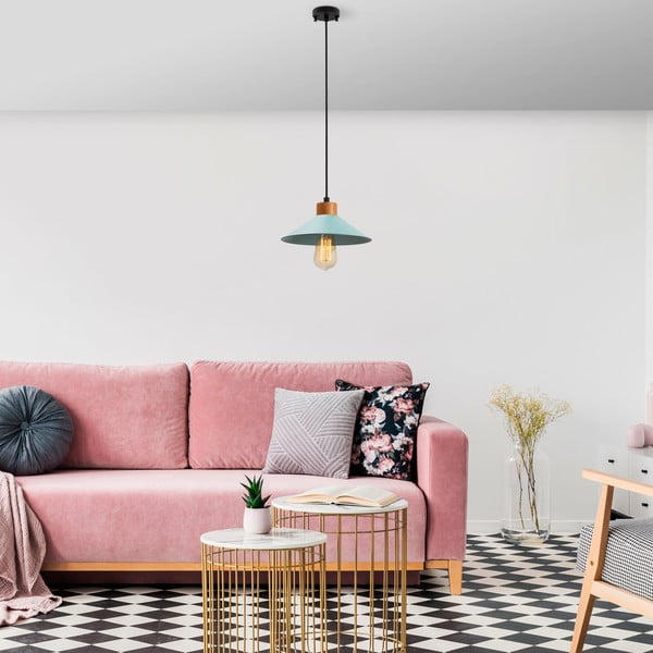 Türkiz-natúr színű függőlámpa fém búrával ø 24 cm Manavgat – Opviq lights-image-3