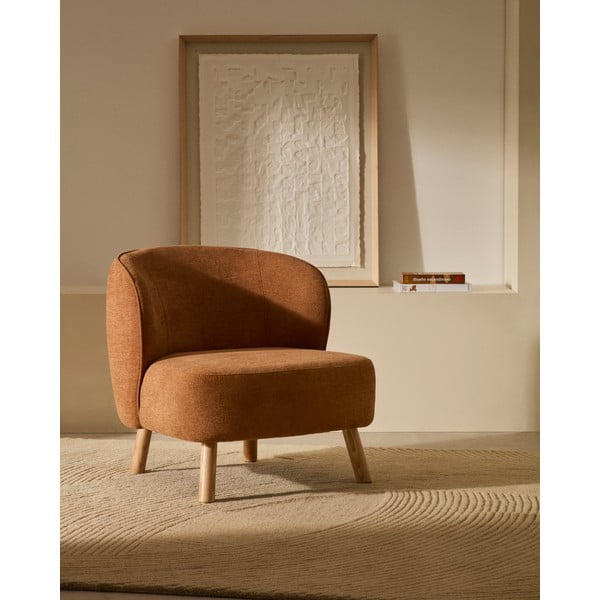 Terrakotta színű zsenília fotel Ulit – Kave Home-image-1