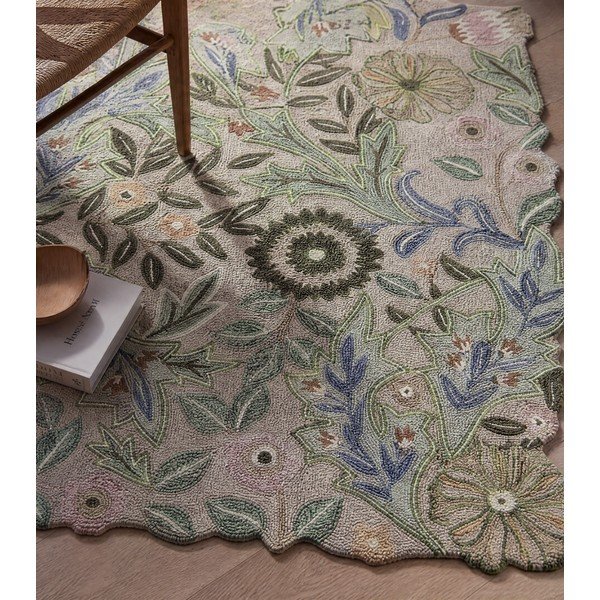 Zöld kézi szövésű gyapjú szőnyeg 120x170 cm Bryony Shaped Floral – Flair Rugs-image-4