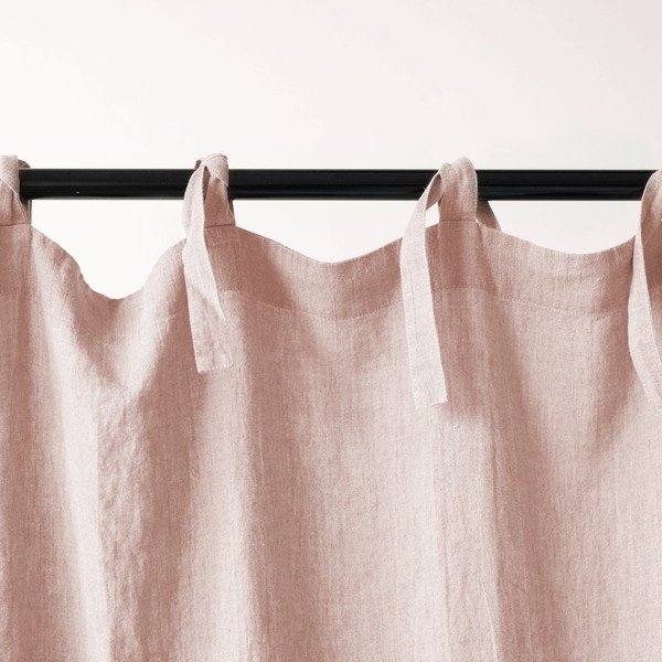 Night Time rózsaszín len megkötős függöny, 250 x 140 cm - Linen Tales-image-1