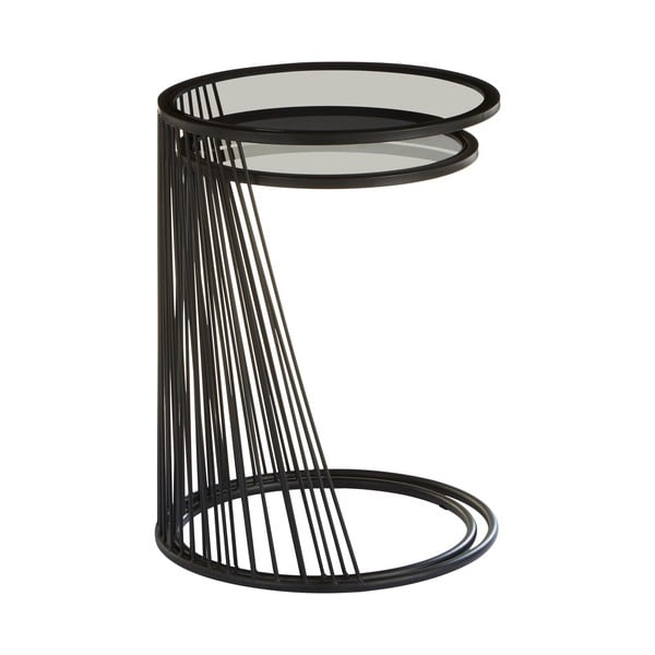 Kerek tárolóasztal szett üveg asztallappal  2 db-os Trento – Premier Housewares-image-1