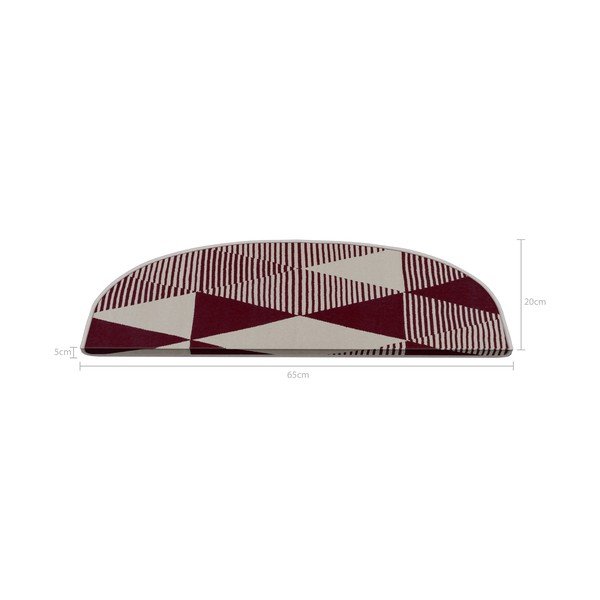 Borvörös-fehér lépcsőszőnyeg szett 16 db-os 20x65 cm Triangles – Vitaus-image-4