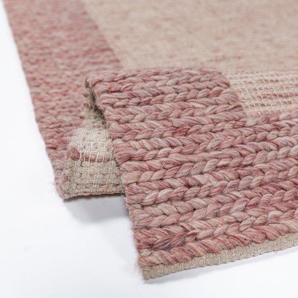 Világos rózsaszín kézi szövésű gyapjúkeverék szőnyeg 120x170 cm Rue – Flair Rugs-image-4