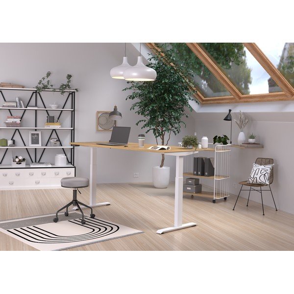 Íróasztal elektromosan állítható magassággal, tölgyfa dekoros asztallappal 80x180 cm Jet – Germania-image-1