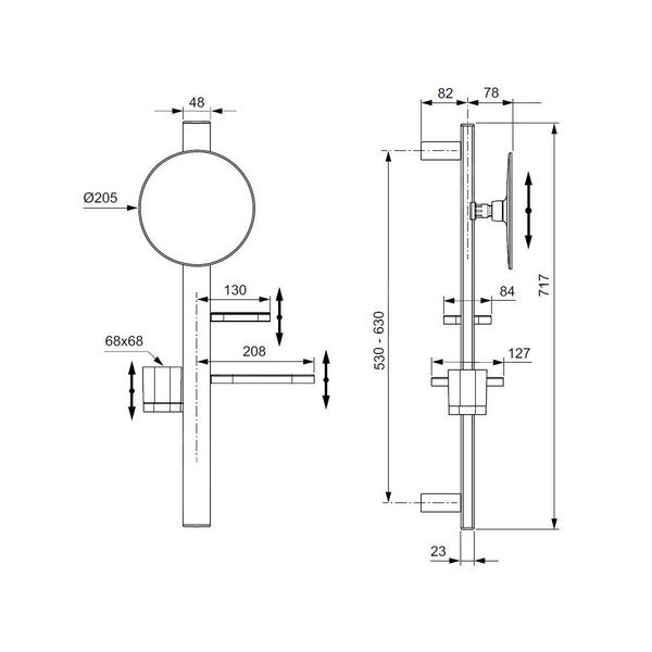 Fali tükör polccal-fogassal ø 20,5 cm ALU+ – Ideal Standard-image-4