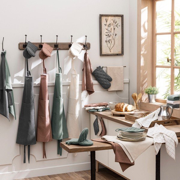 Fehér-zöld frottír pamut törölköző szett 2 db-os 50x50 cm Gourmet – douceur d'intérieur-image-1