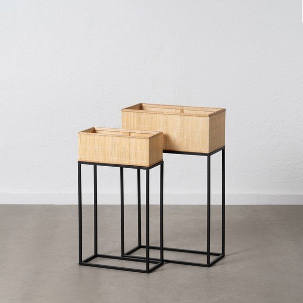 Rattan virágtartó állvány szett 2 db-os (magasság 80 cm) – Ixia-image-2