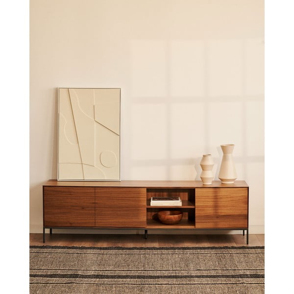 Natúr színű TV-állvány diófa dekorral 195x55 cm Vedrana – Kave Home-image-3