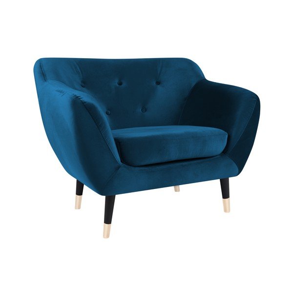 Amelie kék fotel fekete lábakkal - Mazzini Sofas-image-2