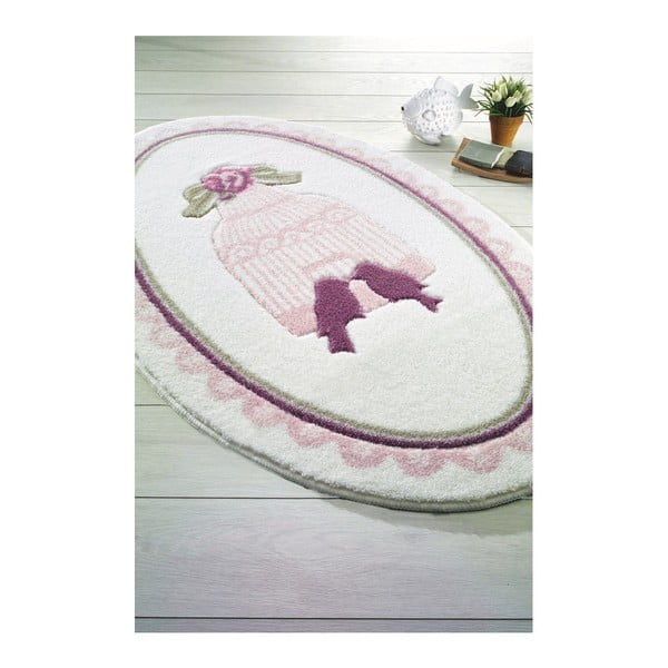 Confetti Bathmats Birdcage rózsaszín-fehér fürdőszobai kilépő, 80 x 130 cm