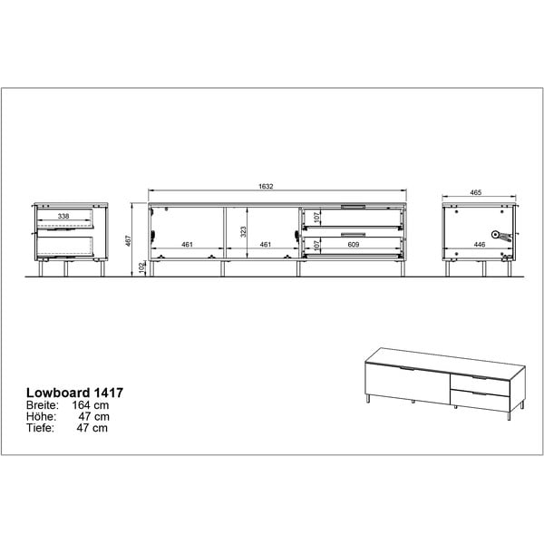 Világoszöld TV-állvány 164x47 cm Kenora - Germania-image-4
