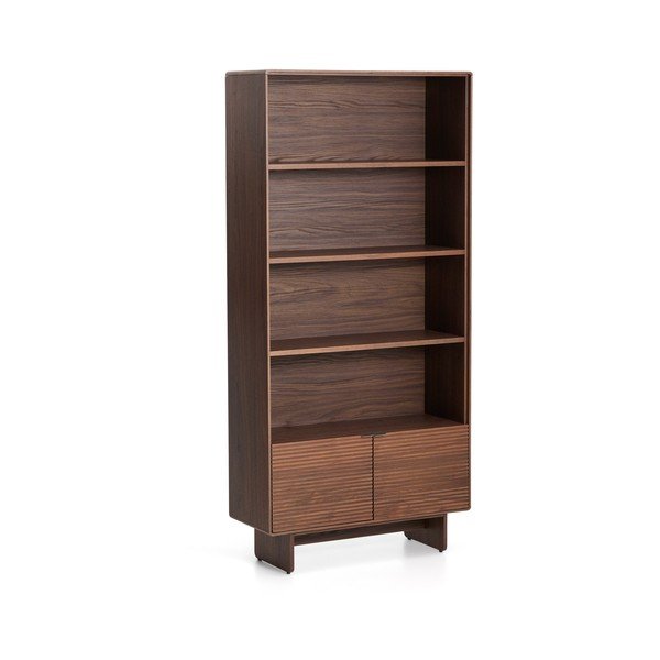 Sötét natúr színű polcos állvány diófa dekorral 90x190x35 cm Norlen – Kave Home