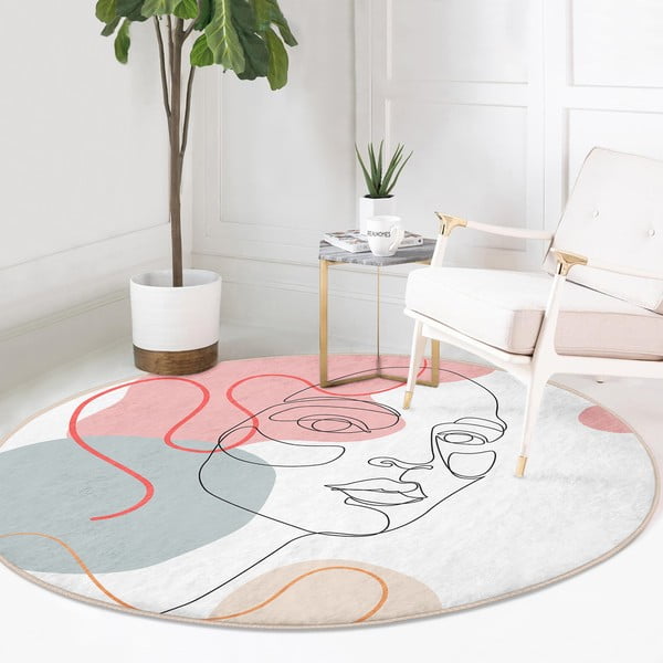 Fehér mosható-robotporszívóval tisztítható kerek szőnyeg ø 120 cm Comfort – Mila Home-image-2