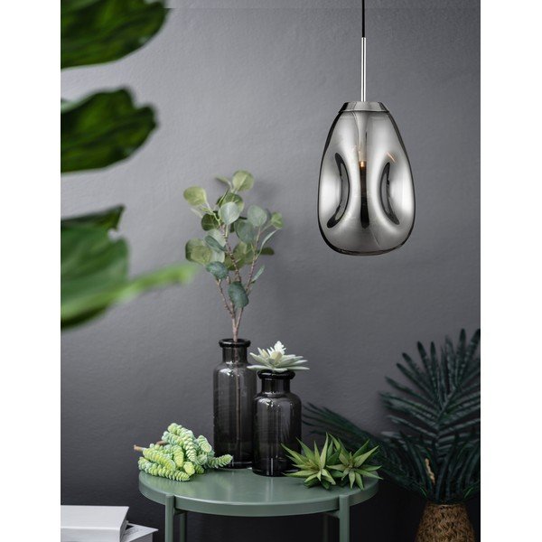 Fényes ezüstszínű üveg függőlámpa ø 22 cm Lava – Nova Luce-image-1