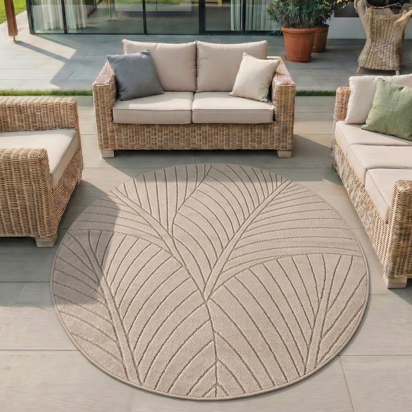 Bézs kerek kültéri-beltéri szőnyeg ø 120 cm Nova 1203 – Ayyildiz Carpets-image-1