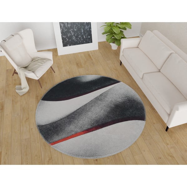 Fekete-fehér mosható kerek szőnyeg ø 120 cm – Vitaus-image-1