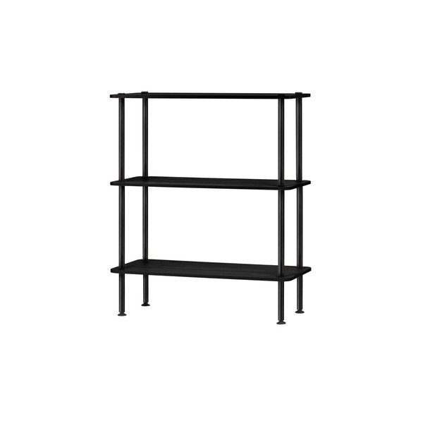 Fekete polcos állvány tölgyfa dekorral 80x90,5x35 cm Teidi – noo.ma