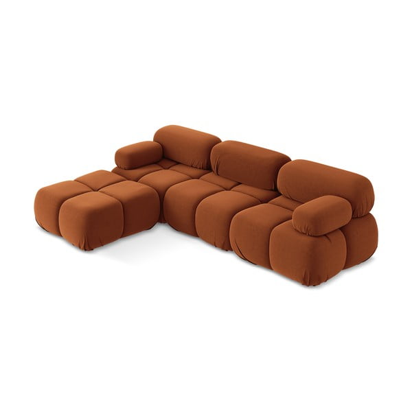 Narancssárga bársony moduláris sarokkanapé Lokua – Makamii-image-2