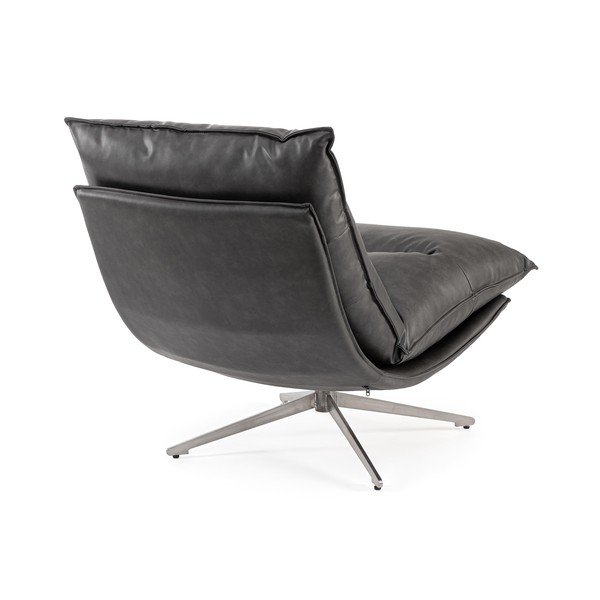 Sötétszürke tárolóhelyes bőrutánzat fotel Alanez – Bizzotto-image-4