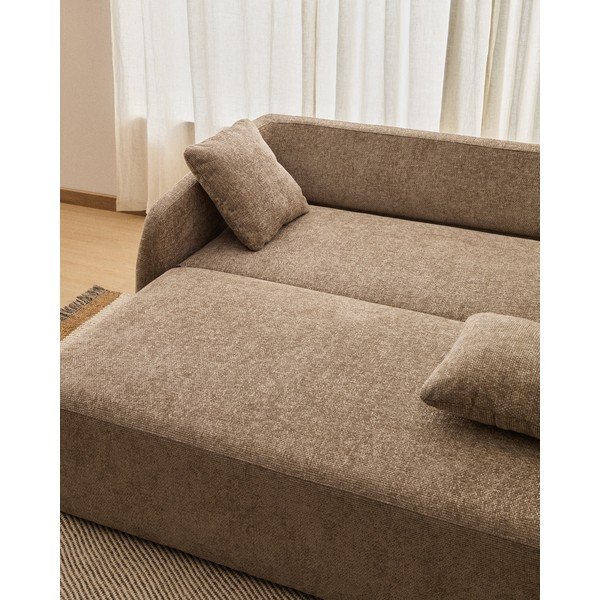 Szürkésbarna zsenília kinyitható kanapé 218 cm Laira – Kave Home-image-4